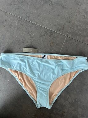 J. Crew Light Blue Bikini Bottom with nude Lining.  Hits @ hips. Size XXL NWT